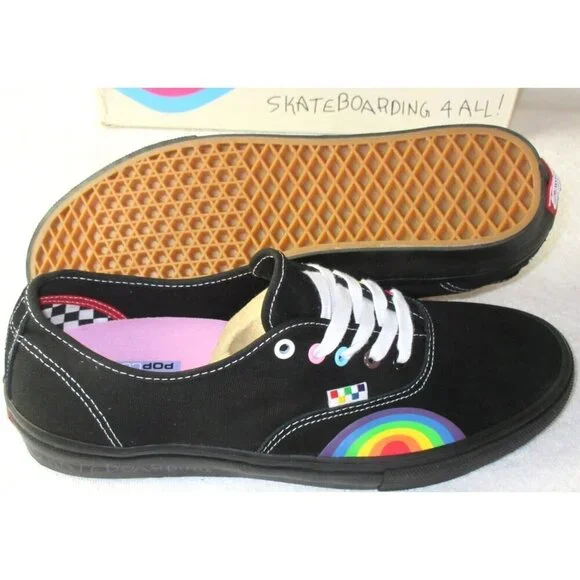 Vans Men's Skate Authentic Pride Black Rainbow Suede Canvas shoes Sizes NIB - Picture 3 of 6